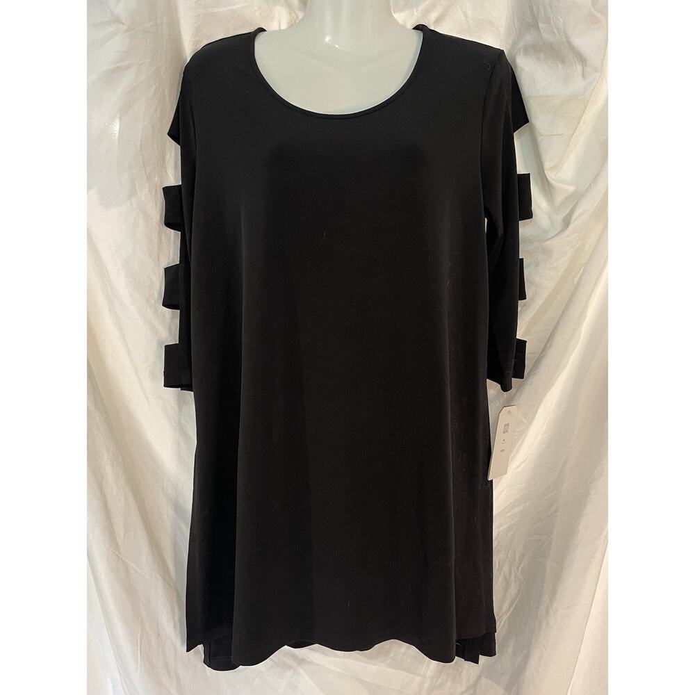 LITTLE BLACK DRESS Women’s Medium Swing Pullover Cutout 3/4 Sleeve Rayon NEW